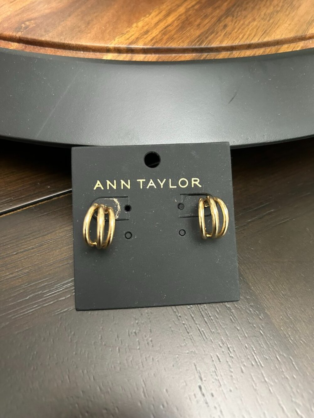 Ann Taylor Gold Tone Triple Hoop Statement Earrings NWT